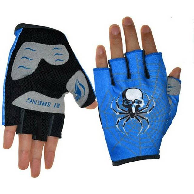 (Blue, M) Mountain Motocross Cycling Glove Bike Bicycle Sports Antiskid Half Finger Gloves