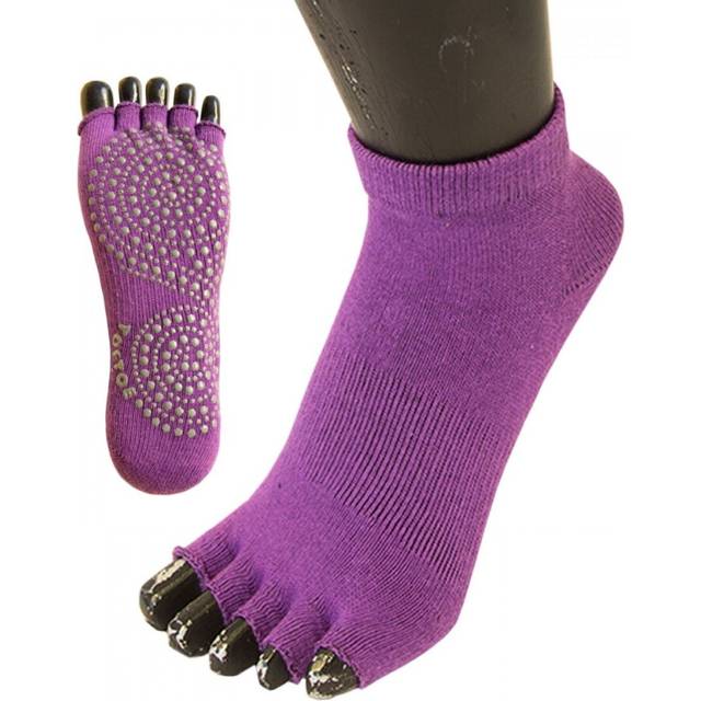 (M, Dark Fuchsia) TOETOEÂ® Socks Â Yoga&Pilates Â Anti-Slip Â Sole Â Trainer Â Open -Toe