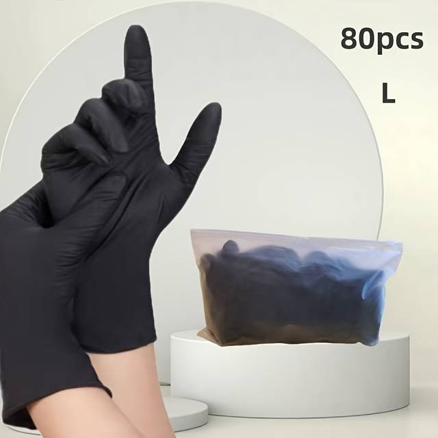 TEMU Heavy Duty Nitrite Disposable Gloves - Black Pvc, Latex-free, , Kitchen, Bathroom, And Household Cleaning, Multiple Sizes , Kitchen Cleaning Gloves | Latexfree Gloves | Pvc Material