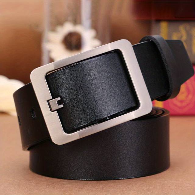 TEMU Men's Leather Belt Genuine Leather Business Casual Belt Pants With Pin Leather Pants Belt Matching For And Business Gift