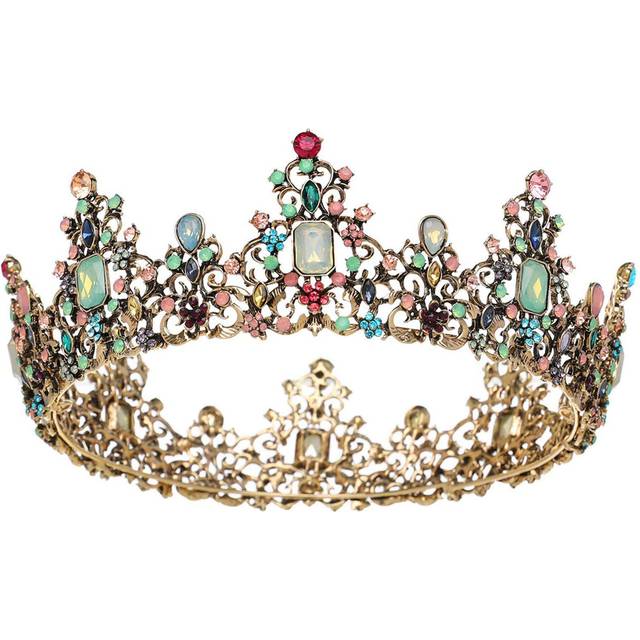 TEMU Birthday Crown Jeweled Baroque Crown - Wedding Crowns And Tiaras Women, Costume Party Hair Accessories