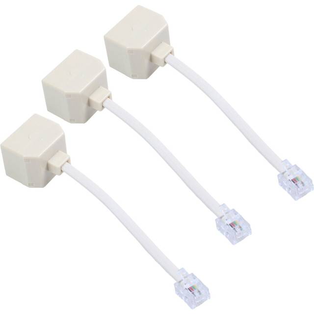 3X Telephone RJ11 Male Line to Double RJ11 Female Filter Splitter Adapter