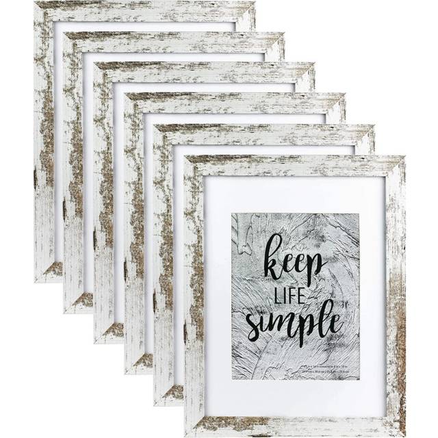 kennethan 11x14 Picture Frame Rotten White 6 Pcs in 1 set 11x14 Frame can Display 8x10 Picture with Mat or 11x14 Without Mat on the Wall