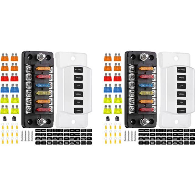 6 Way Fuse Block Blade Fuse Box with Negative Bus - ATC/ for Boat