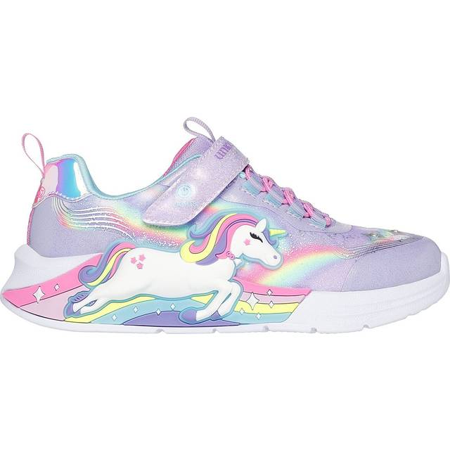 Skechers Unicorn Chaser Blinke Børnesko Med Enhjørning - Lys Lys - Gul/Lilla/Pink/Hvid