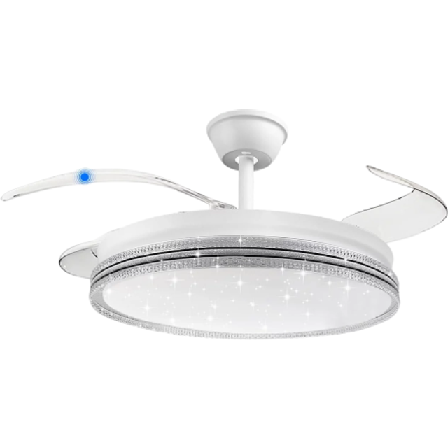 Led ceiling fan light 3 colour dimmable chandelier lamp with remote control