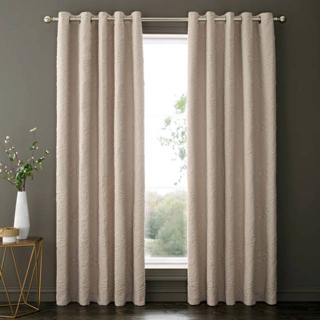 Mandalay Blackout Eyelet Curtains - Mushroom