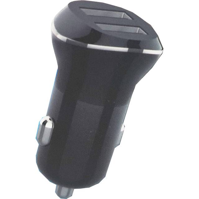 USB Car Charger 2.4A, 2x USB port, Black - Black