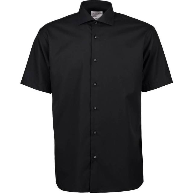 Seven Seas Fine Twill Short Sleeve Shirt - Black