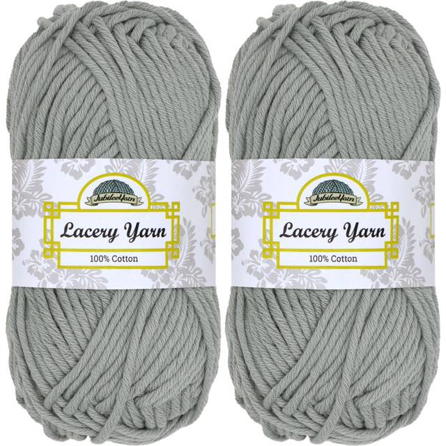 JubileeYarn Lacery Yarn - Chunky Cotton - 100g/Skein - Sterling Grey - 2 Skeins