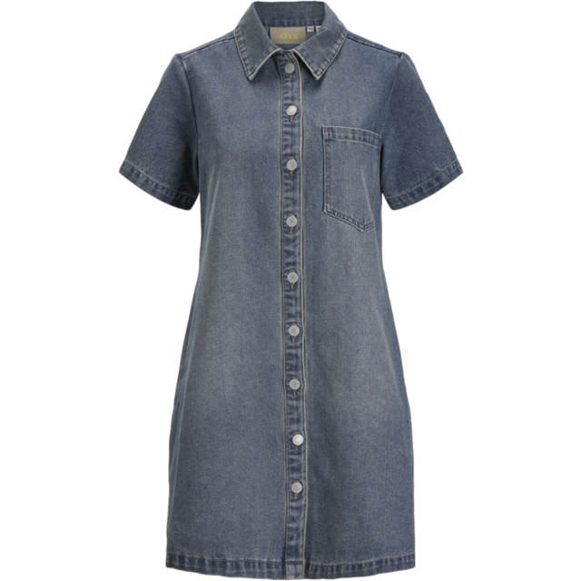 JJXX Jxamara SS Denim Dress DNM SN Dam Korta Klänningar Stl. S  - Medium Blue Denim/vintage (S)