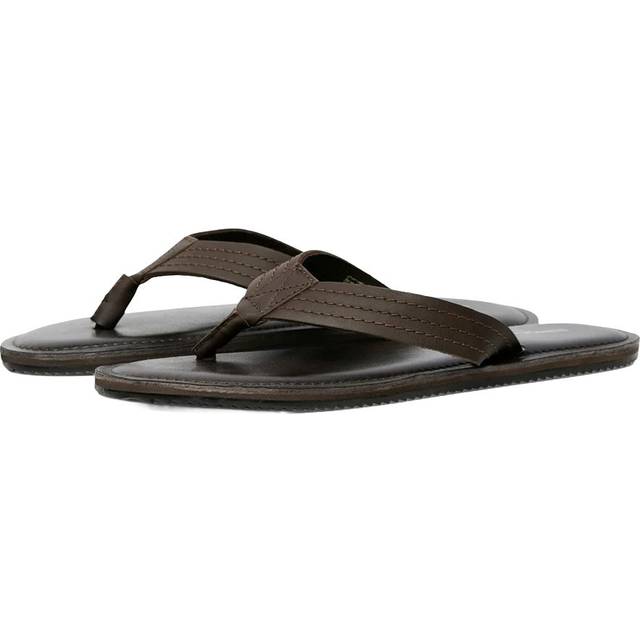 (7 UK, Brown Stone) Jack And Jones Mens Washton Leather Flip Flops