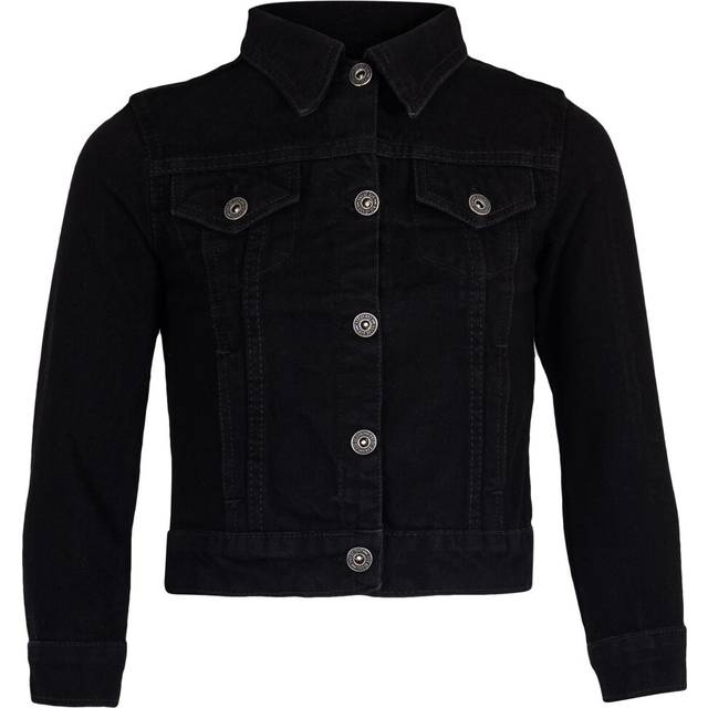 (3-4 Years, Jet Black) Kids Jean Denim Jacket Coats For Girls Age 3-13