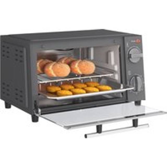 Homcom Mini Oven, 9l Countertop Electric Grill, Toaster Oven With Adjustable Temperature, Timer, Baking Tray And Wire Rack, 750w, Grey