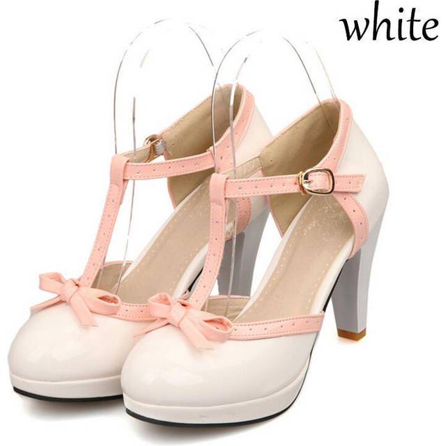 (White, EU39) Women High Heel Sandals Round Toe Square Heels Shoes Womens Platform Sandals