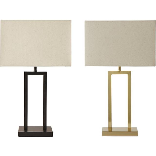 Gloria Double Stem Table Lamp Rectangular Lampshade Led Black Gold Bedroom Light