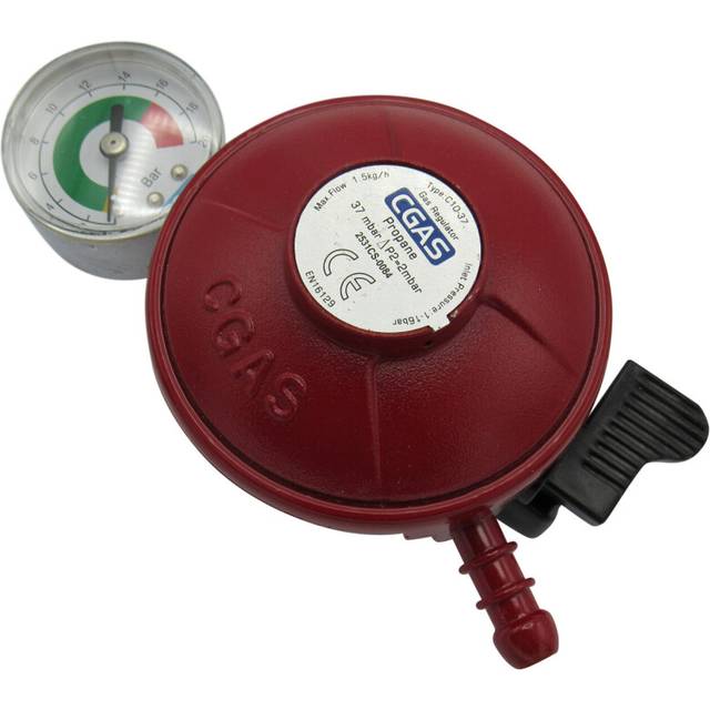 Propane Gas Regulator with Gauge 37mbar (27MM Clip On Calor Heater)