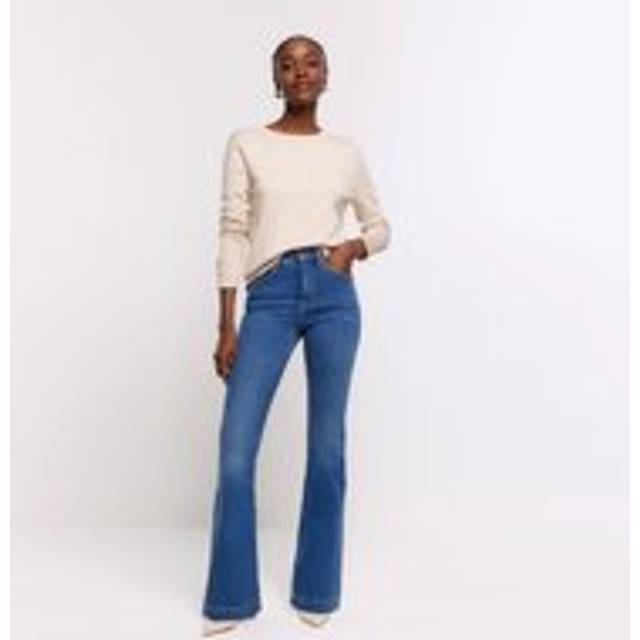 River Island Womens Blue High Waisted Tummy Hold Flare Jeans - 16S