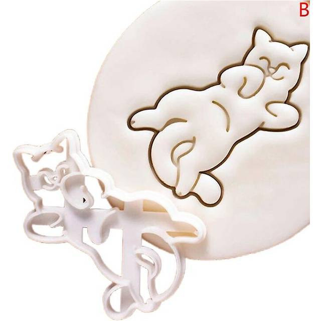 (B, One size) 1/3pcs Cat Cookie Cutters Kitty Butt Shape DIY Biscuit Cookie Mold Stamp Bakeware SHYTMV
