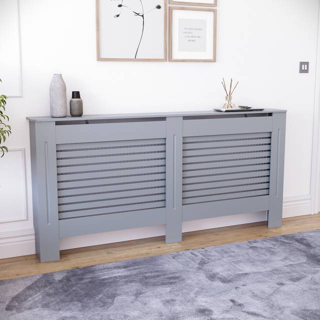 (Extra Large) Milton Radiator Cover Cabinet Vents Dark Grey