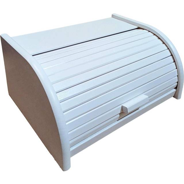 Wooden bread box apollo roll top storage loaf kitchen size large - white