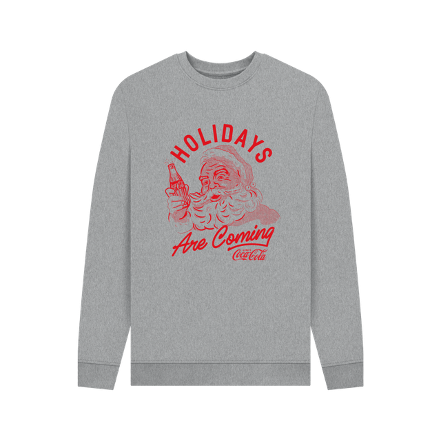 (S, Light Heather) Coca Cola Holidays Are Coming Heather Grey Sweatshirt