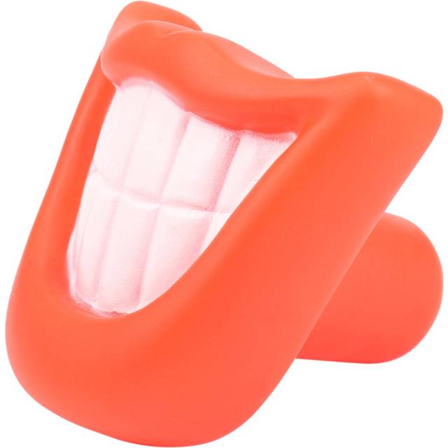 Funny Pet Dog Puppy Chew Sound Squeaky Giggle Big Smile Lips & Teeth Play Toy Red