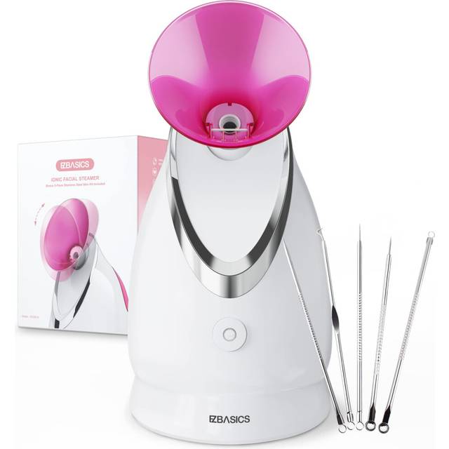 EZBASICS Face Steamer Professional, Nano Ionic Facial Steamer for Pores with Warm Mist Humidifier Atomizer and Sauna Inhaler Spa, 1-Pack + 5-Pack