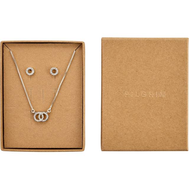 Pilgrim HARLAN presentset, halsband och örhängen, silverpläterade