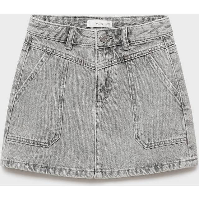 Short denim skirt denim grey - Kids - 10 - MANGO KIDS - Denim Grey