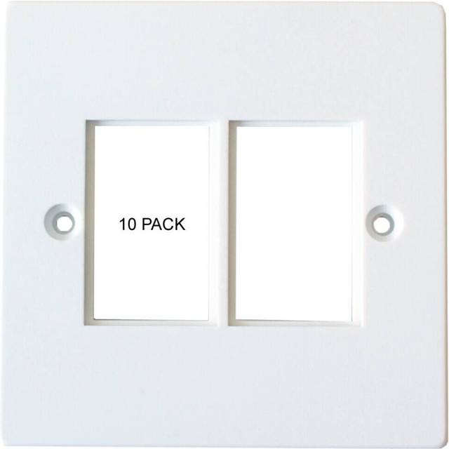10 Pack 2x Double Gang Module Modular Frame 25 X 38mm Lj6c Wall Face Plate Cable