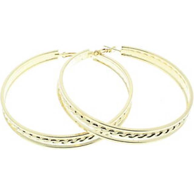 Zac's alter ego® gold & silver 7.8cm diameter patterned triple hoop earrings