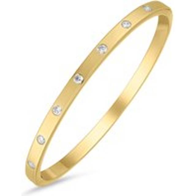 Yellow Gold Plated Cubic Zirconia Bangle - Silver/Gold Plated