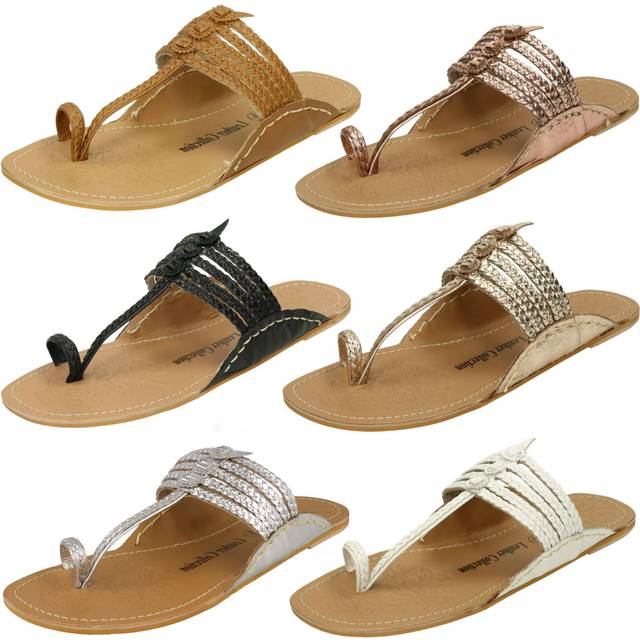 Ladies Leather Collection Flat Toeloop 'braided Sandals'