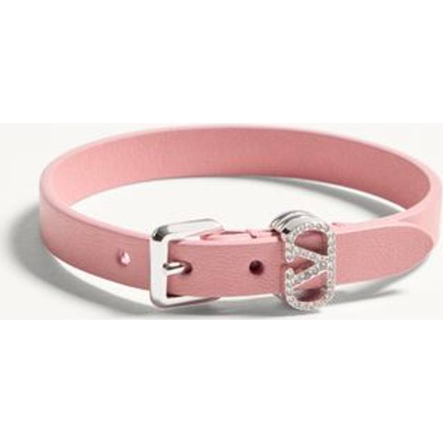 Valentino Garavani Valentino Garavani Ovalette Bracelet In Leather And Swarovski® Crystals Woman PINK/CRYSTAL UNI