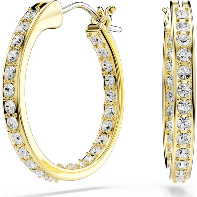 Sommerset hoop earrings, Small, White, Gold-tone plated - OS
