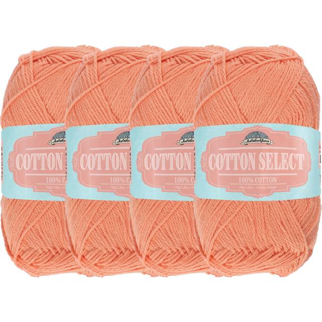 JubileeYarn Cotton Select Yarn - Sport Weight - 50g/Skein - Tigerlily Orange - 4 Skeins