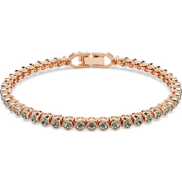 Imber Tennis bracelet, Round cut, Black, Rose gold-tone plated - Grey - OS