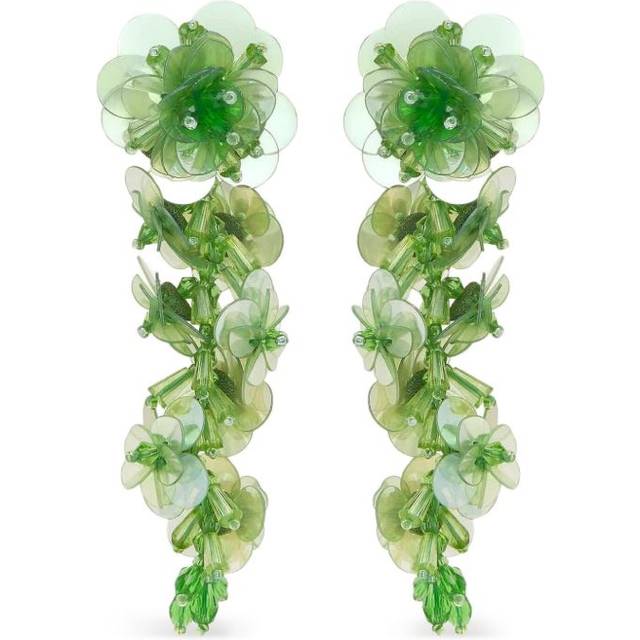 Oscar de la Renta - flower-sequin dangling earrings - women - Other Materials - One Size - Green
