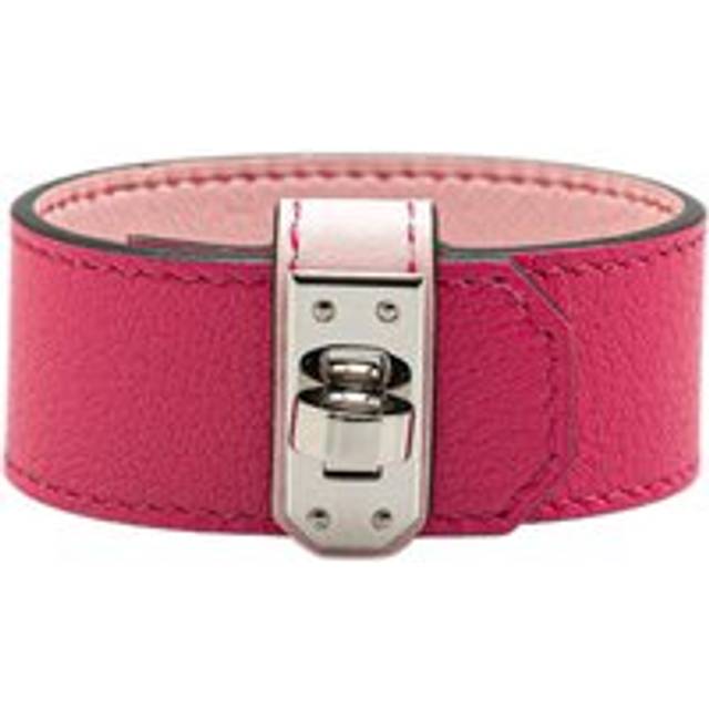 Womens Preloved Leather Bracelet Lock Clasp Wo - Pink - One Size