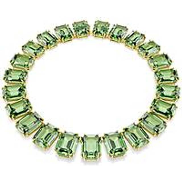 Millenia necklace, Oversized crystals, Octagon cut, Green, Gold-tone plated - OS