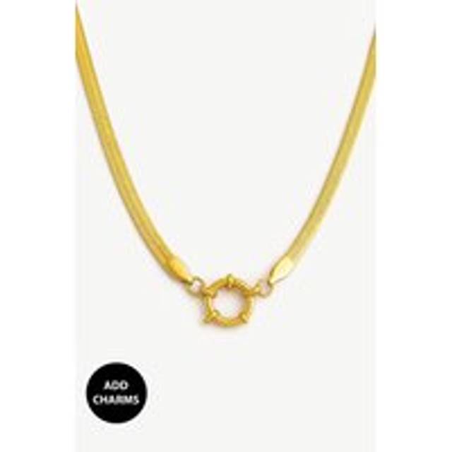 Womens 18k Gold Herringbone Chain Choker For Charms - 40cm - Metallics - One Size