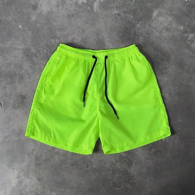 (YellowGreen, M (45-52KG)) 2025 Summer Men's Swimwear Swim Shorts Trunks Beach Board Shorts Swimming Pants Mens Running Sports Surffing Shorts Male M-