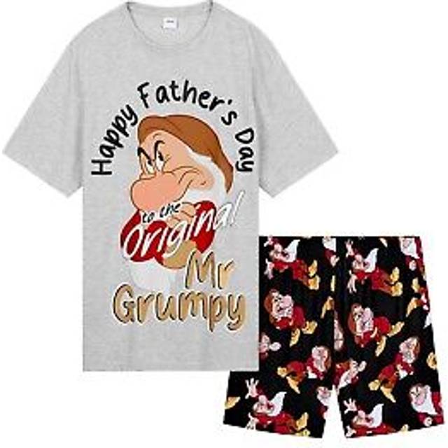 Disney mens grumpy pyjama set 2 piece t-shirt & shorts sleepwear nightwear