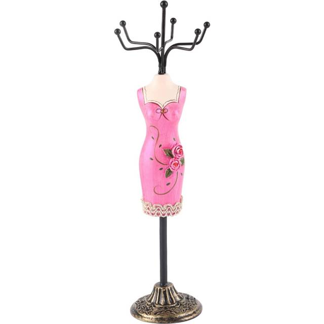 Metal Jewelry Display Necklace Showing Rack Earring Hanging Holder Bracelet Shelf(Rose Red)
