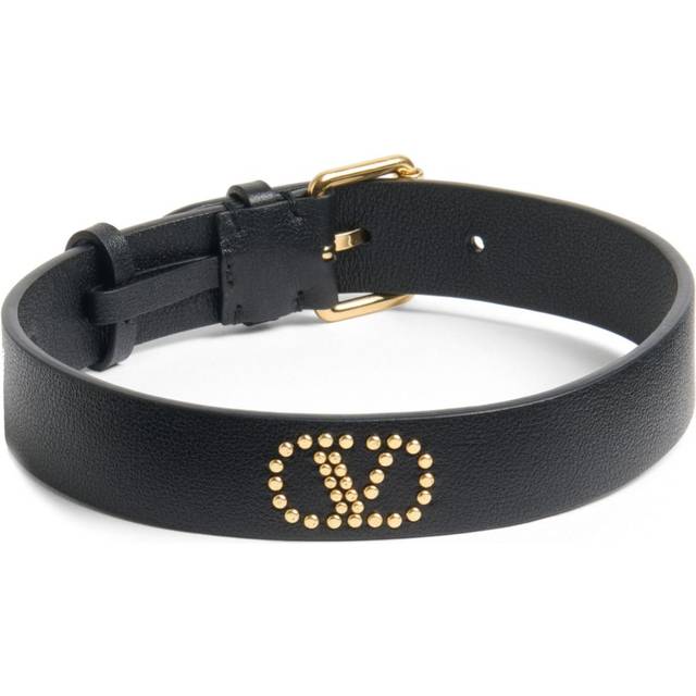 Valentino Garavani - VLogo Signature leather choker - women - Brass/Leather - One Size - Black