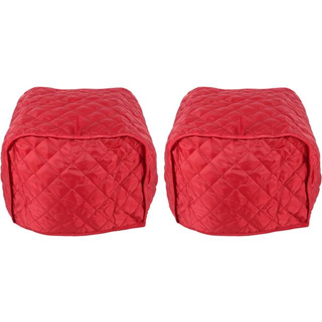 2X Polyester Quilted Four Slice Toaster Appliance Dust-Proof Cover (Red)