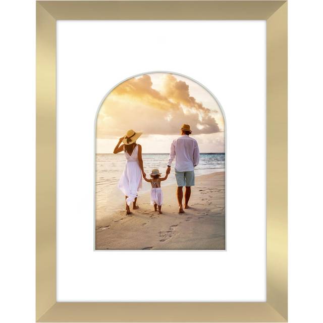 Americanflat 6x8 Picture Frame with Arch-Shaped Mat in Gold - Use as 9x12 Picture Frame Without Mat or 6x8 Frame with Mat - Engineered Wood Photo Fram
