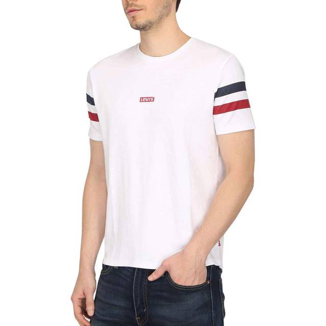 Levis Mens T Shirt Crew Neck Short Sleeve Cotton White Summer Casual Top