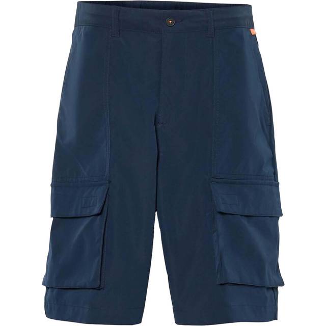 (32R, Navy) Timberland Mens Leather Badge Water Repellent Cargo Shorts